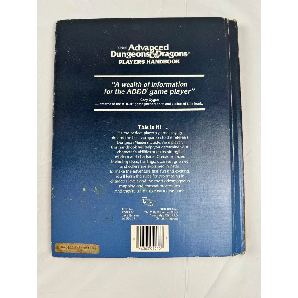 Vintage Advanced Dungeons & Dragons Players Handbook Gary Gygax TSR 1980